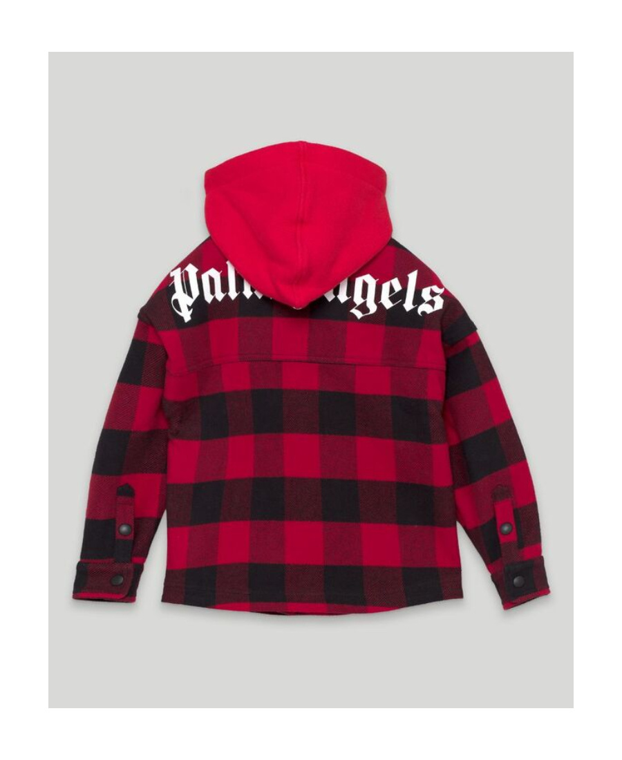 PALM ANGELS PALM ANGELS KIDS LOGO PRINT HOODED OVERSHIRT
