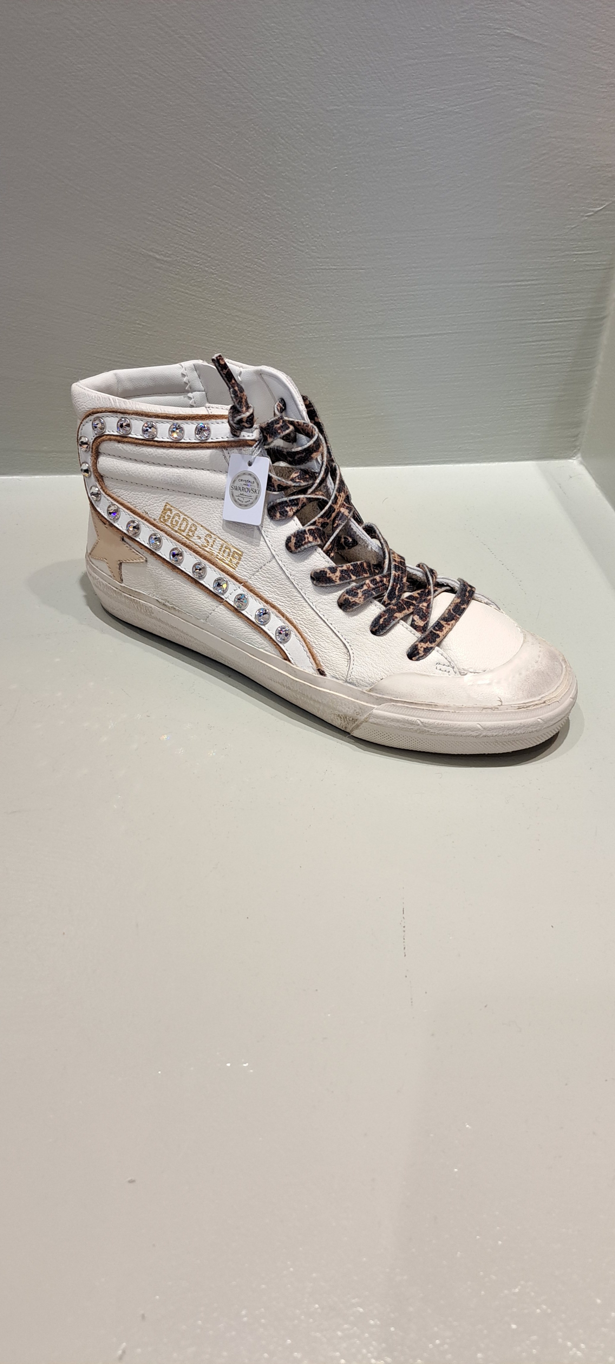 Golden Goose Slide Crystal-embellished Hi-top Sneakers In Gray