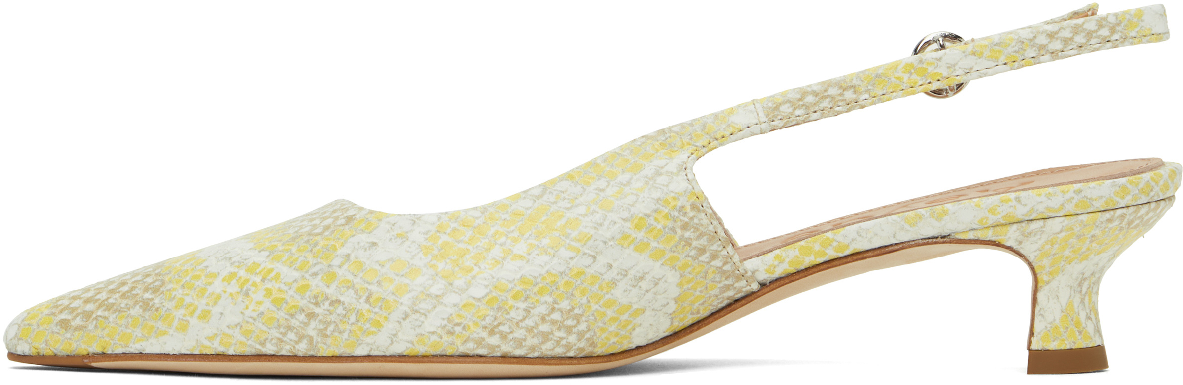 Aeyde Yellow Catrina Leather Slingback Heels In Nude