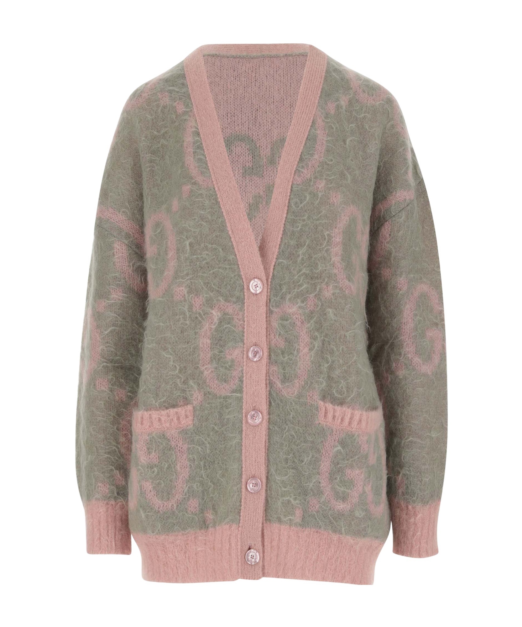 Gucci Gg Jacquard Reversible Cardigan In Gray