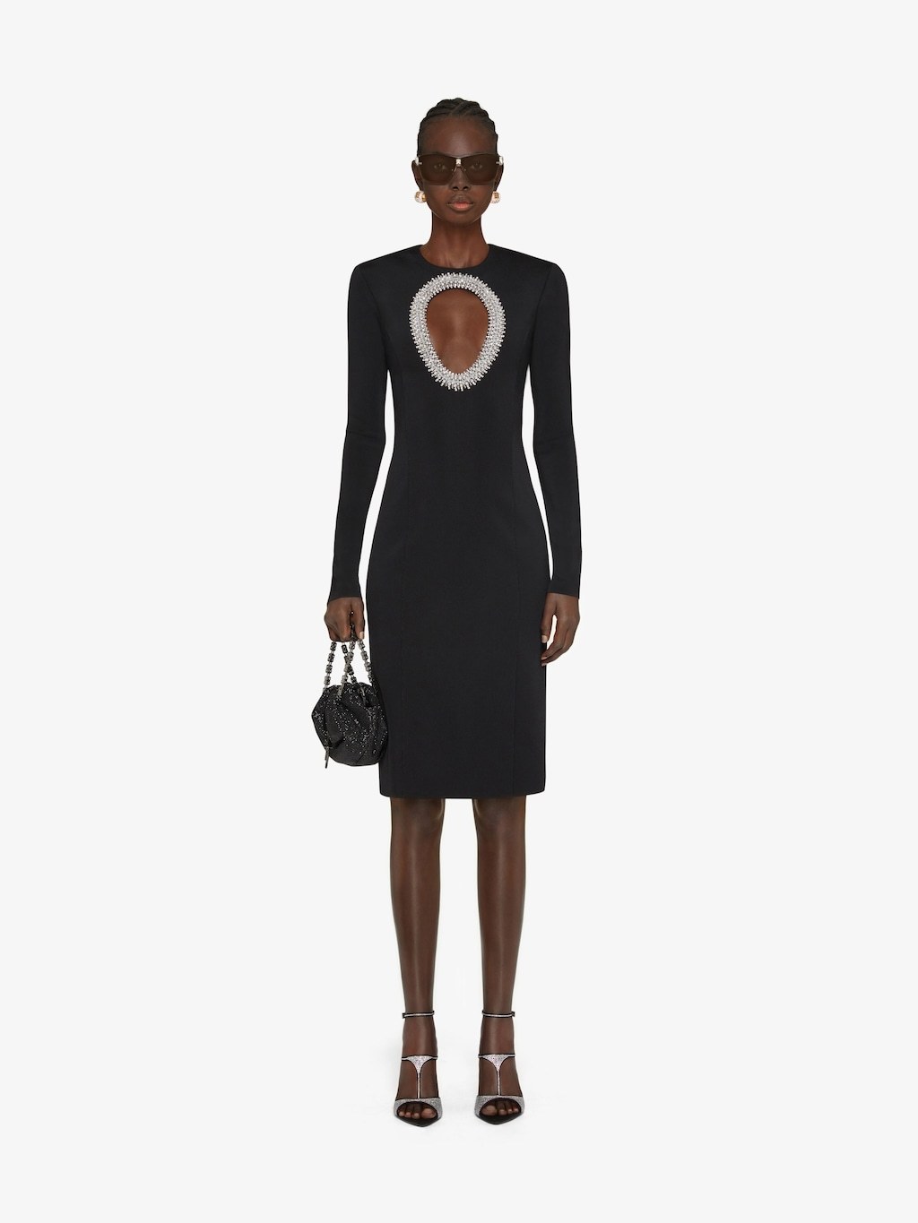 Givenchy Evening Dress In Knit With Pearls And Crystals In Black