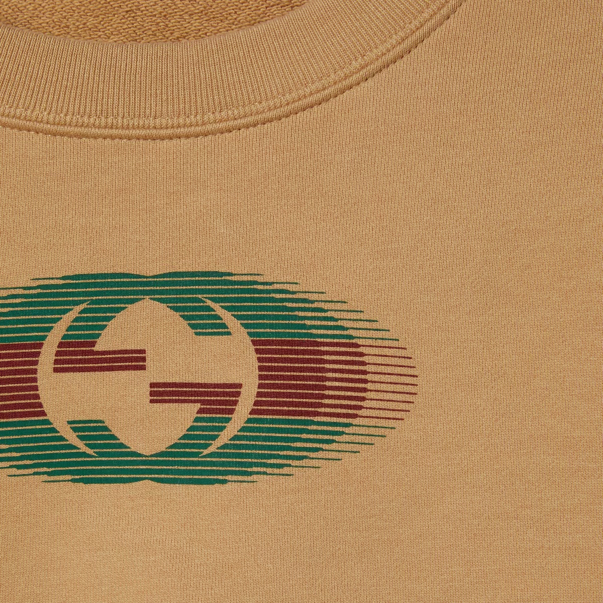 Gucci Beige Crewneck Sweatshirt With Interlocking G Shadow Print In Cotton Man In Neutral