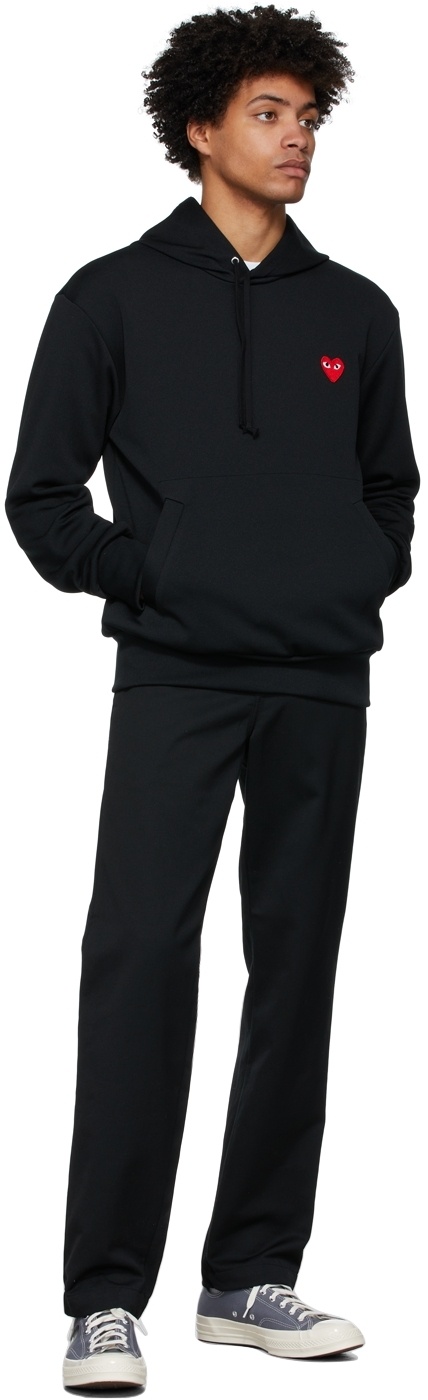 Comme Des Garçons Play Heart-print Pullover Hoodie In Black