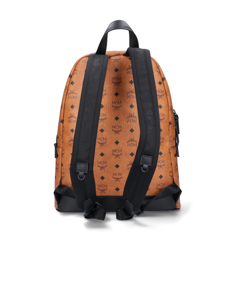 Mcm Medium Stark Monogram-print Backpack In Brown