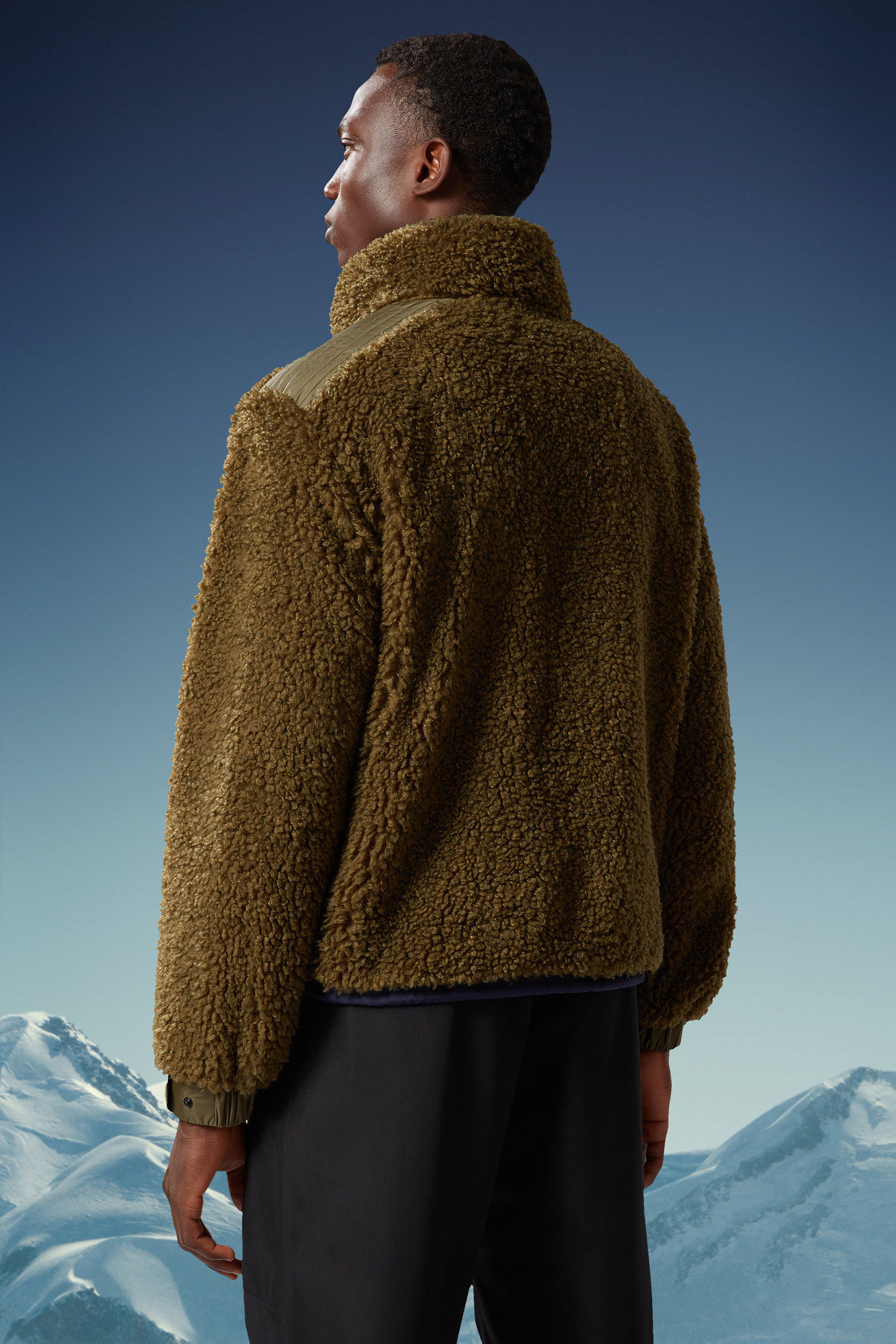 Moncler Padded Teddy Zip-up Sweatshirt In Brown