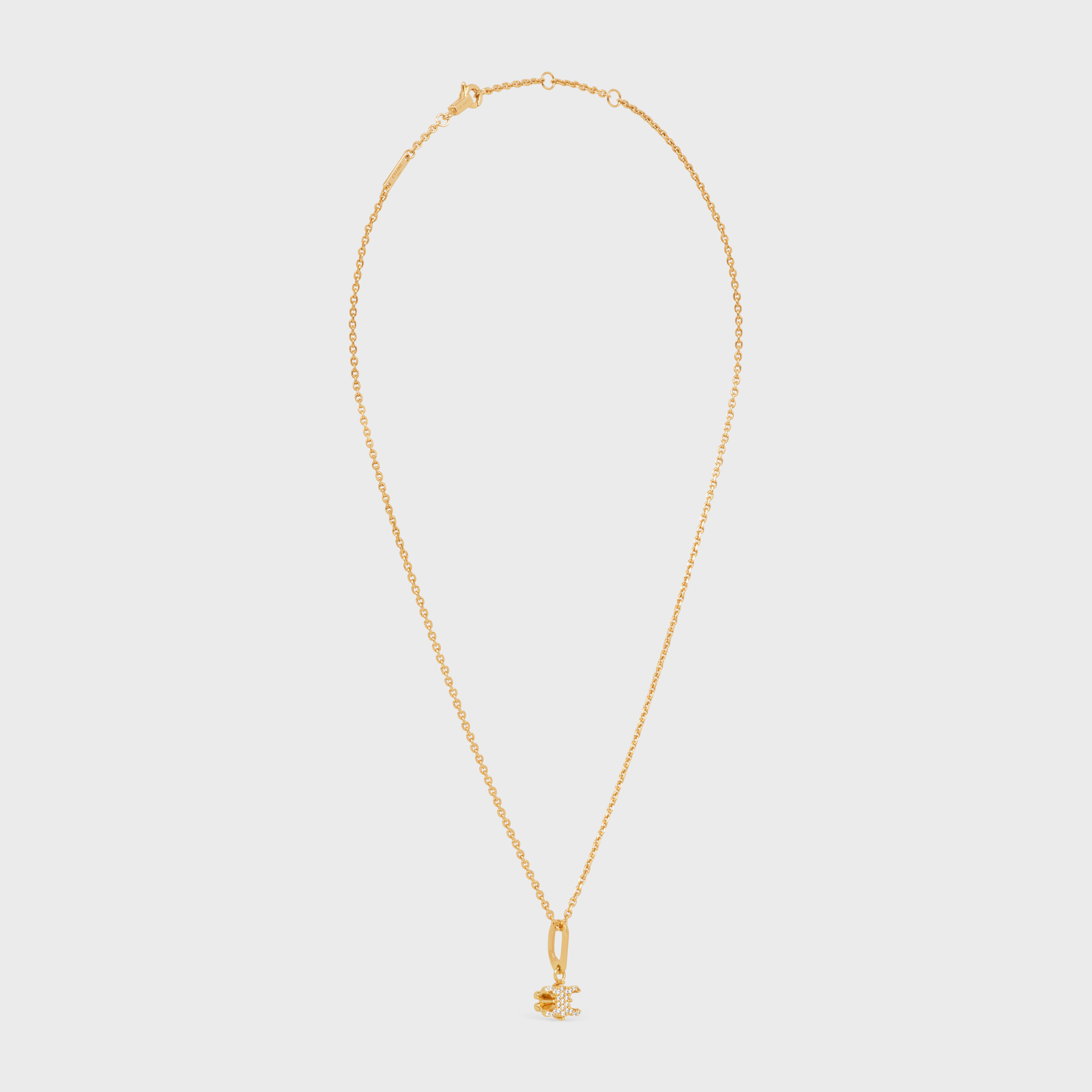 Celine Triomphe Solitaire Sparkle Necklace In Strass And Brass With Gold Finish