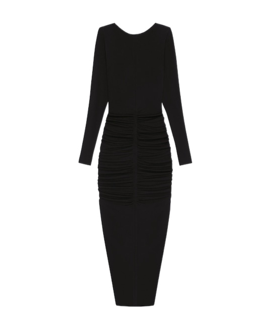 Givenchy V-neck Evening Ruched Dress In Black