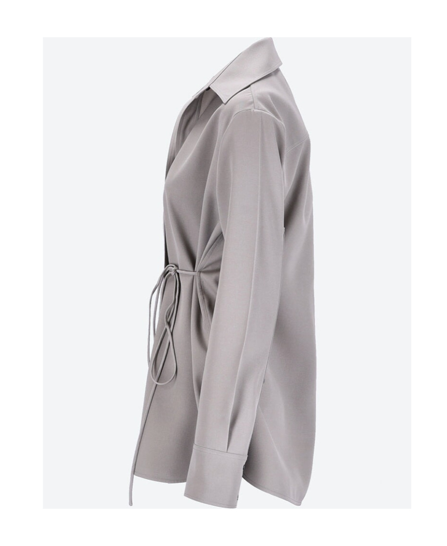 Jil Sander Self-tie Wool Shirt In Gray