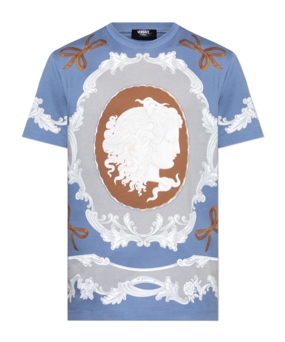 Versace Short Sleeve T-shirt In Blue