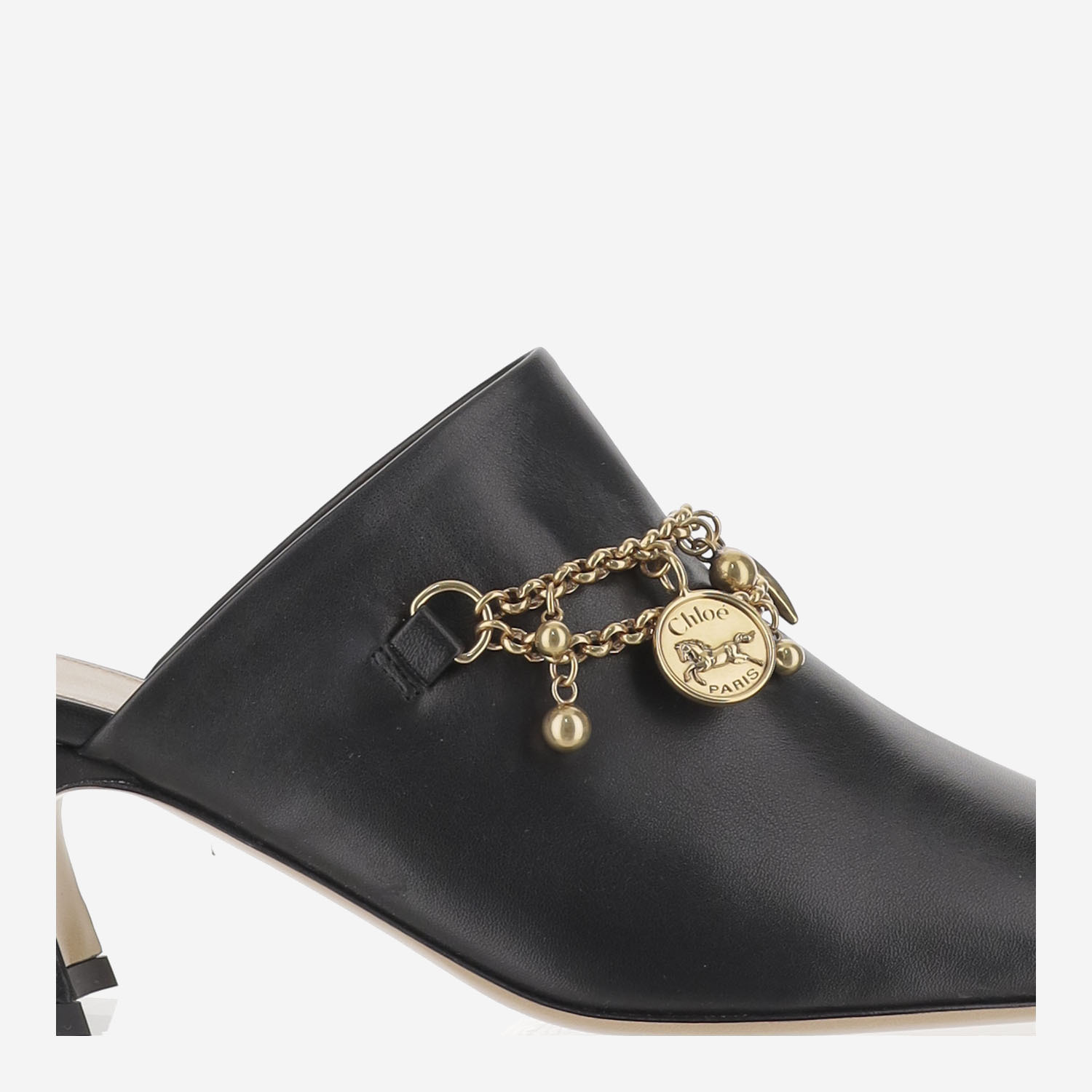 Chloé Charms High-heeled Mules In Black