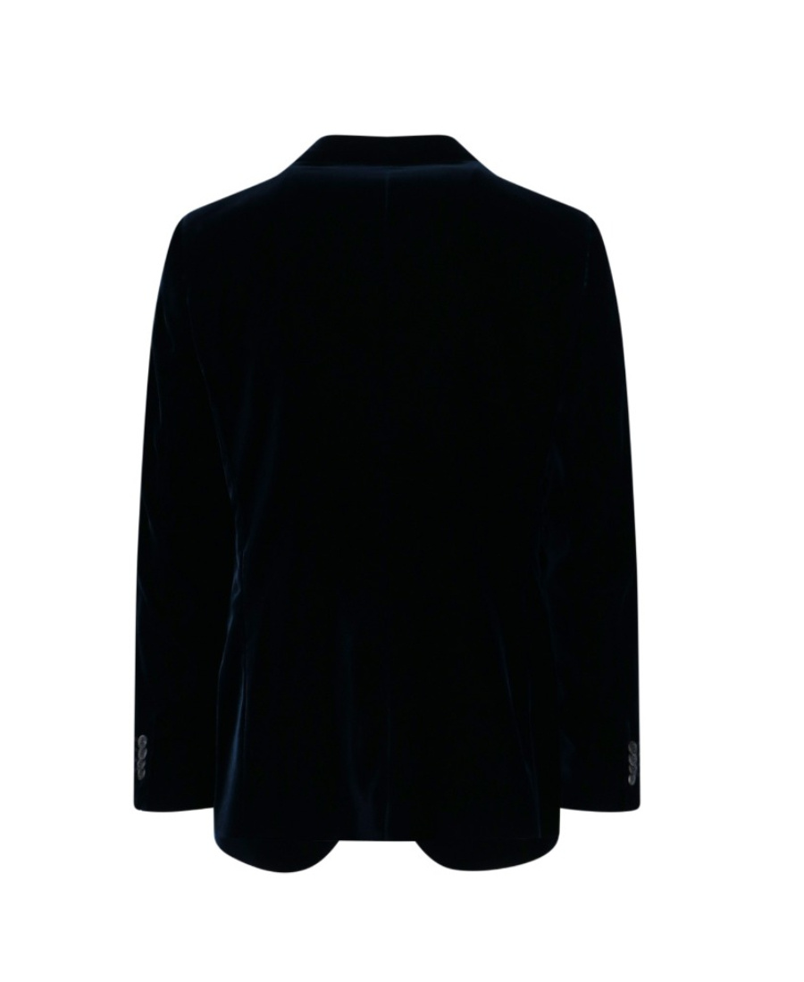Giorgio Armani Dark Blue Double-breasted Blazer In Black