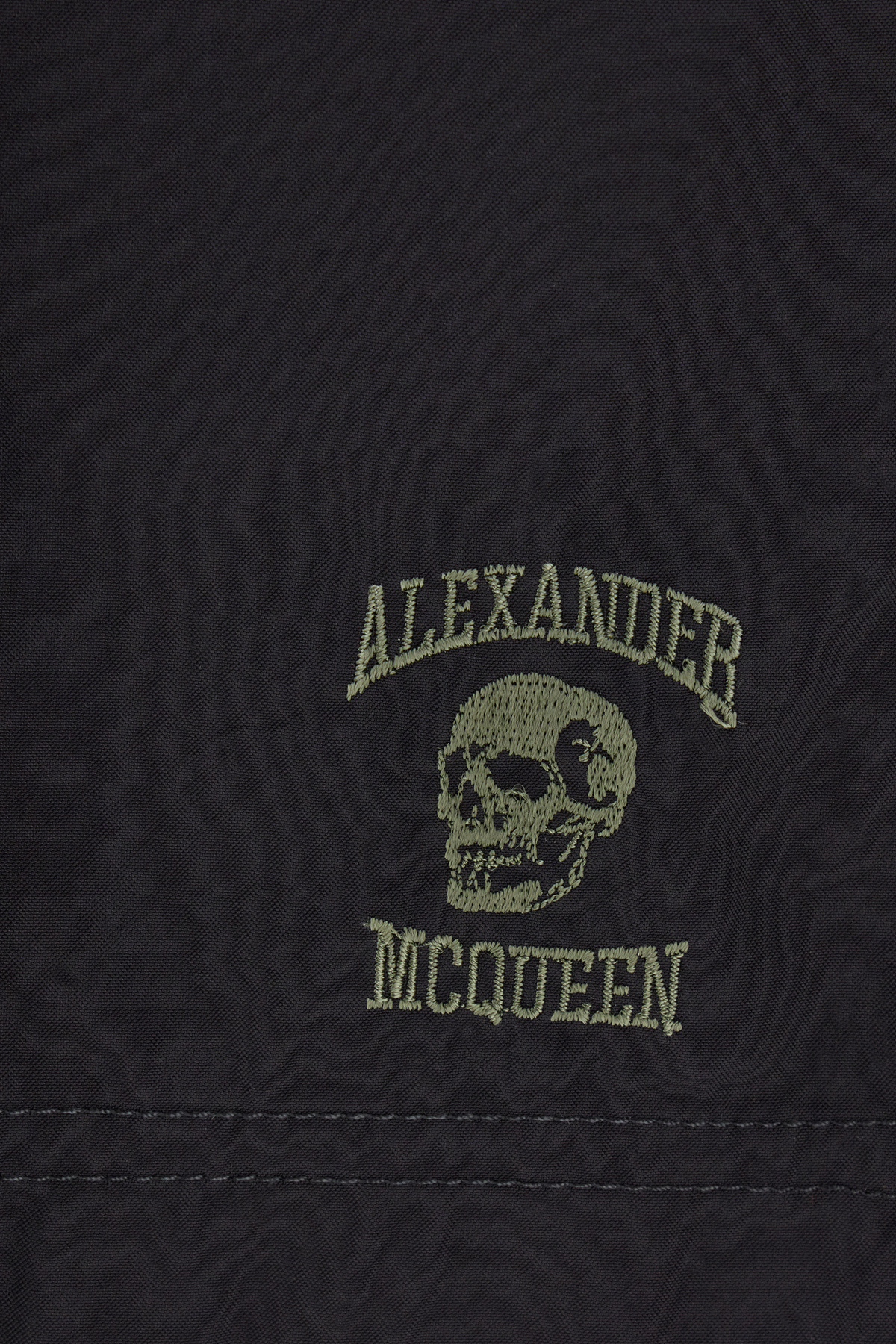 Alexander Mcqueen Varsity Skill Swim Shorts In Black