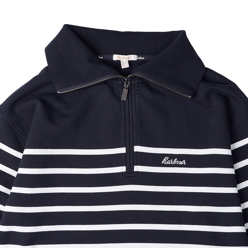 Barbour Striped Half-zip Sweater In Black