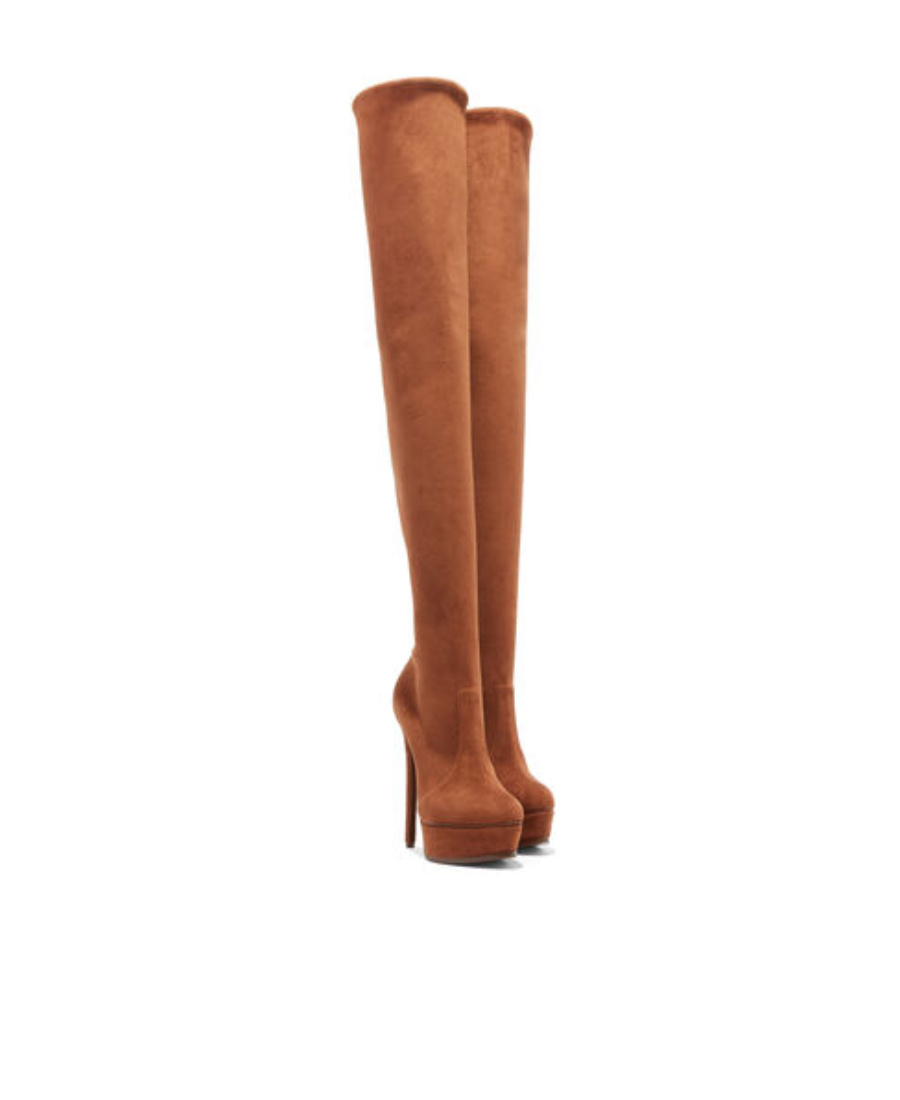 Casadei Flora 140mm Above-knee Platform Boots In Brown