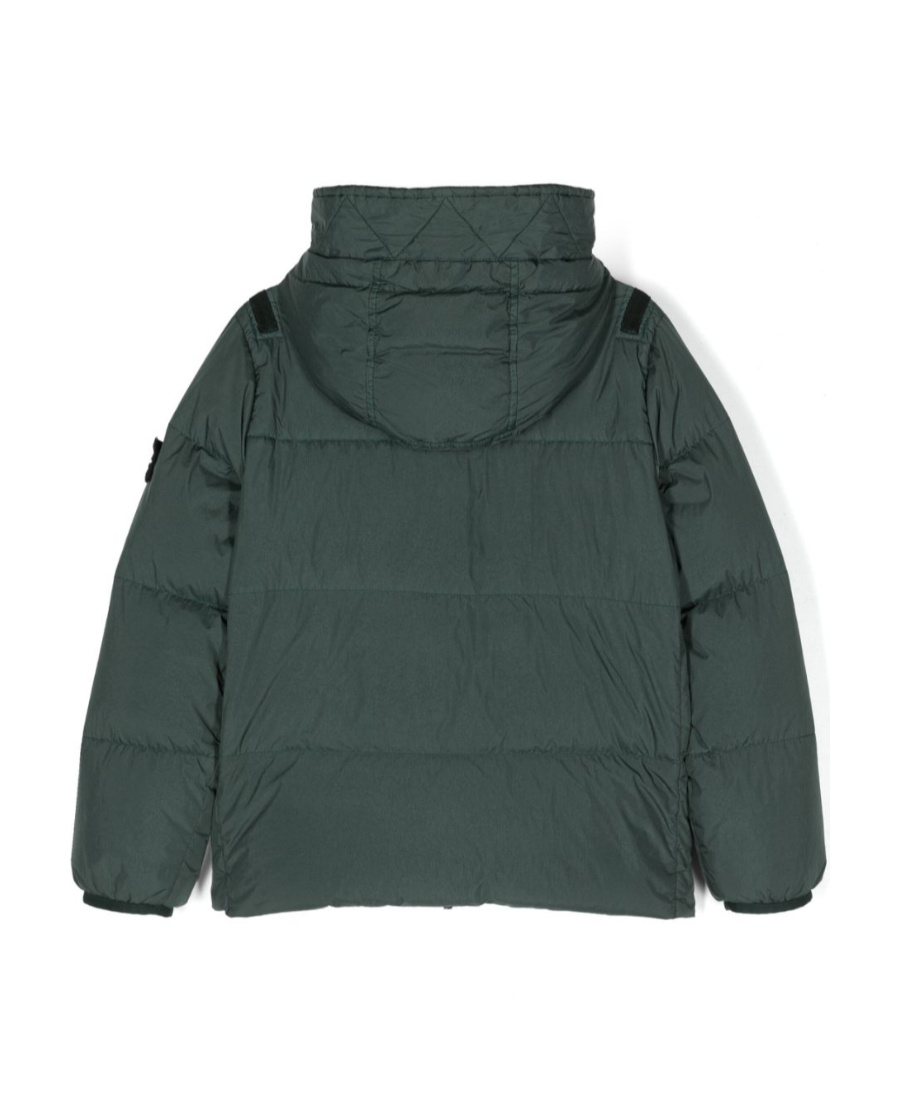 Stone Island Logo Down Jacket In Green