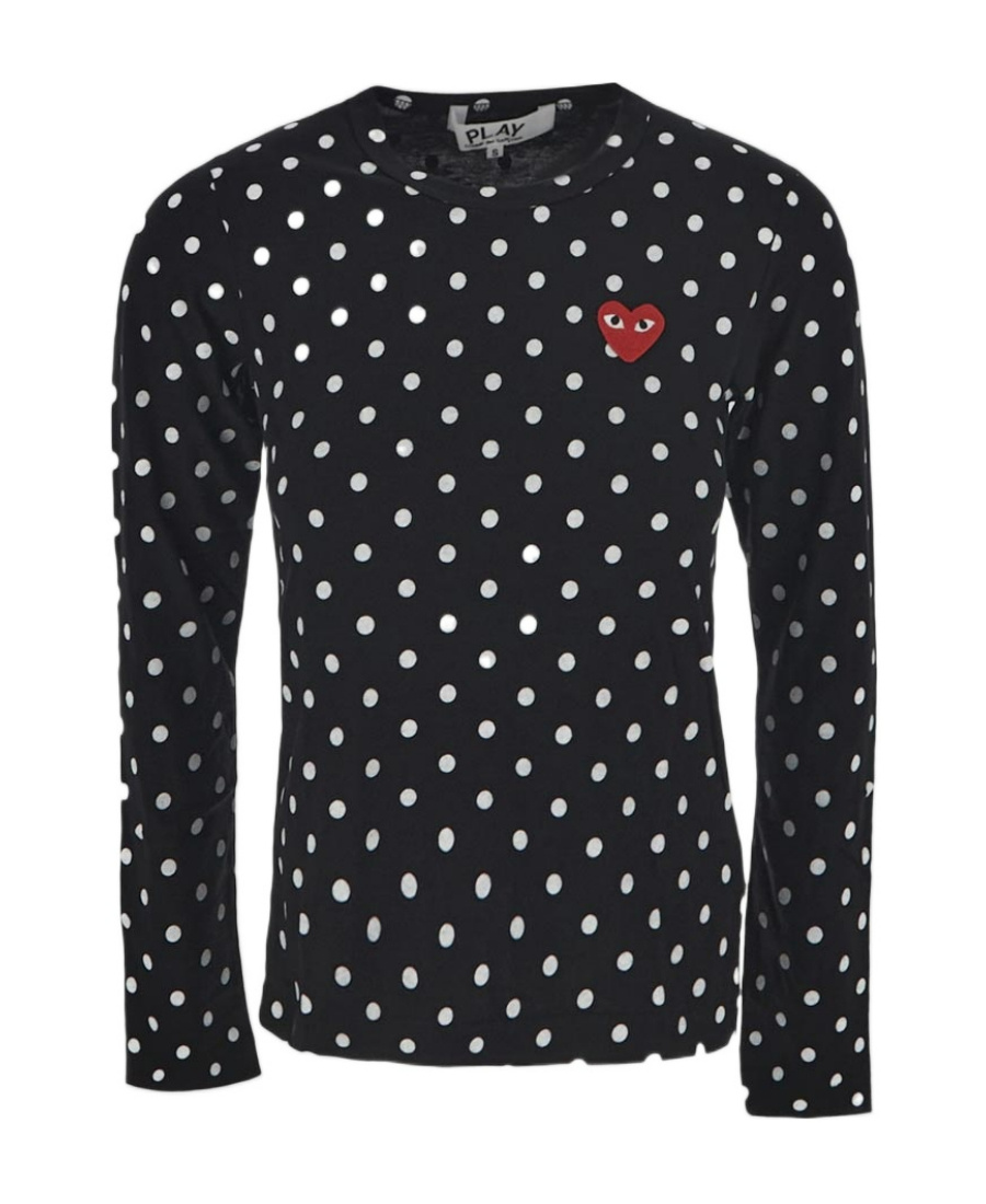 Comme Des Garçons Play Black Polka Dot Heart Patch T-shirt