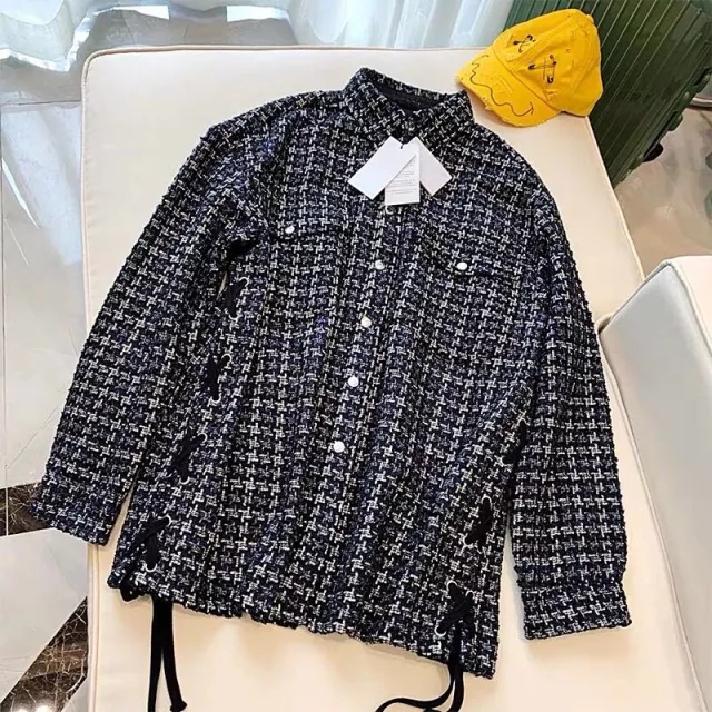 Shop Faith Connexion Tweed Oversized Shirt In Black