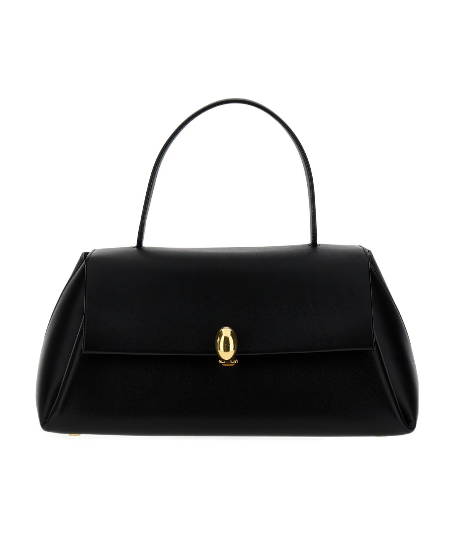 Jil Sander Almond Foldover Top Handle Bag In Black