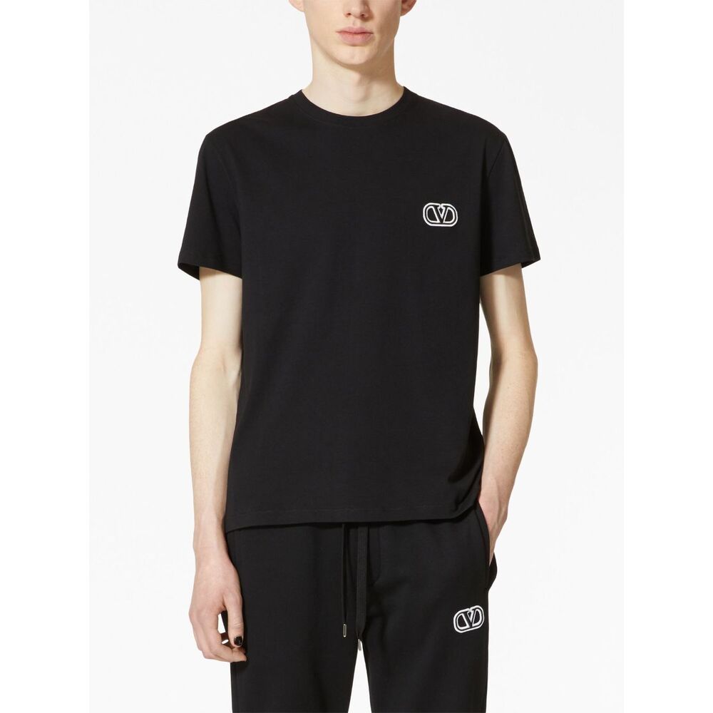 Valentino Regular Fit Cotton T-shirt With Logo In Black