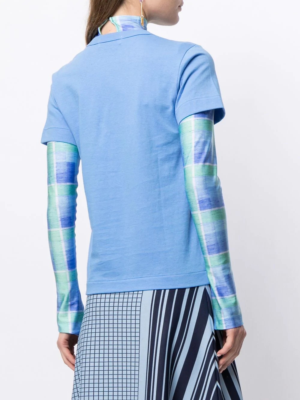 Comme Des Garçons Play Embroidered-logo Cotton T-shirt In Blue