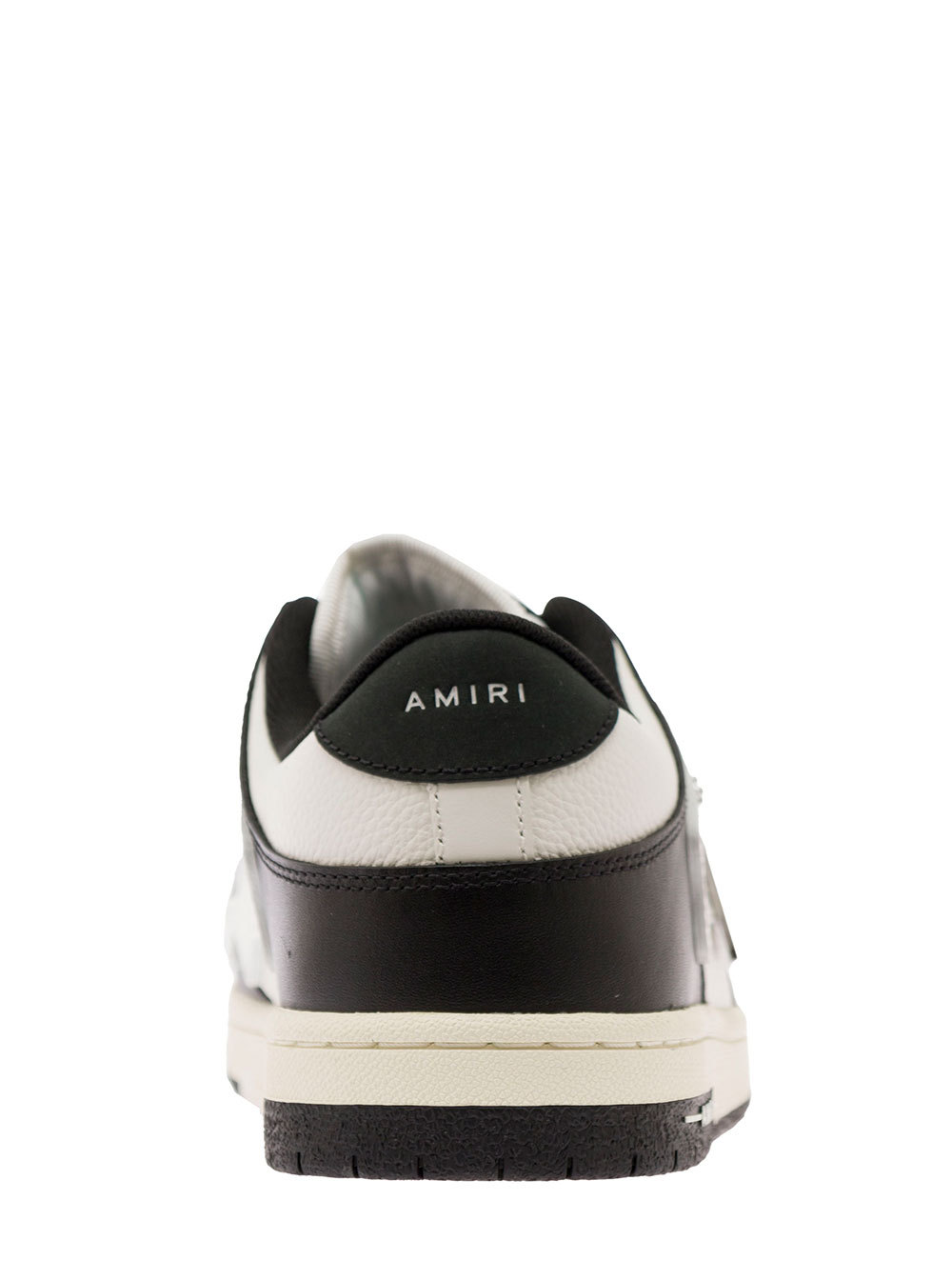 Amiri Skel Top Low White And Black Sneakers With Skeleton Patch In Leather Man In White