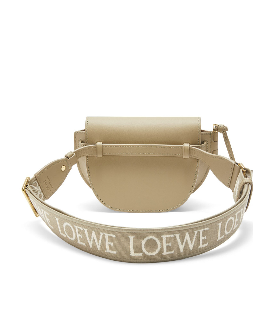 Shop Loewe Mini Gate Dual Bag In Soft Calfskin And Jacquard In Nude