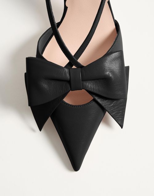 Valentino Mid Heel Bow Detail Slingback Pumps In Black