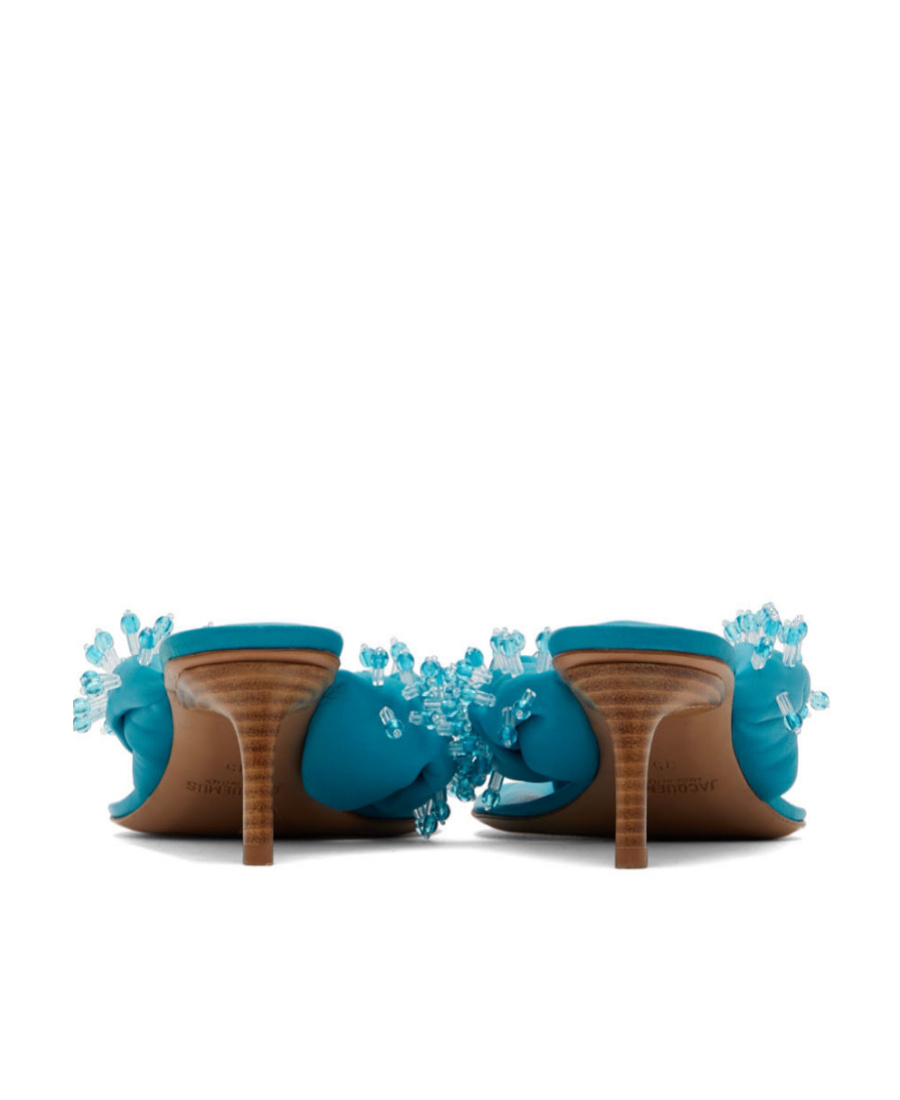Jacquemus Bead-embellished 70mm Heeled Sandals In Blue