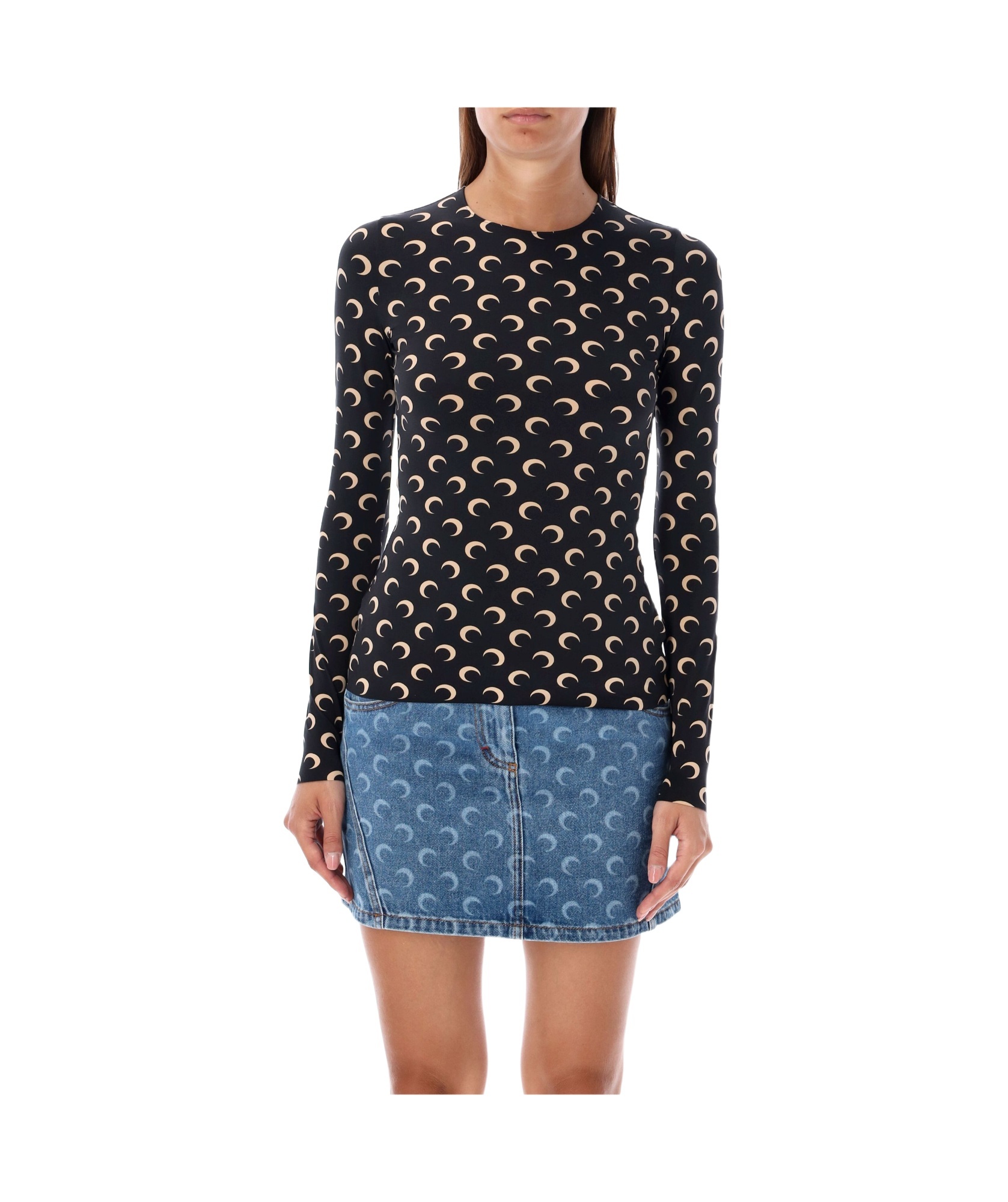 Marine Serre Moon Rhinestone-embellished Top In Black
