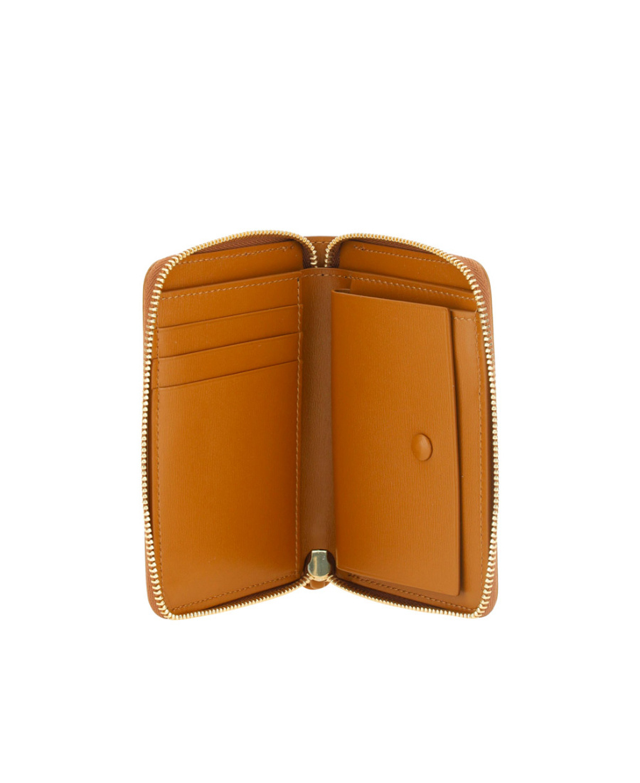 Jil Sander Logo-print Zip-up Wallet In Brown