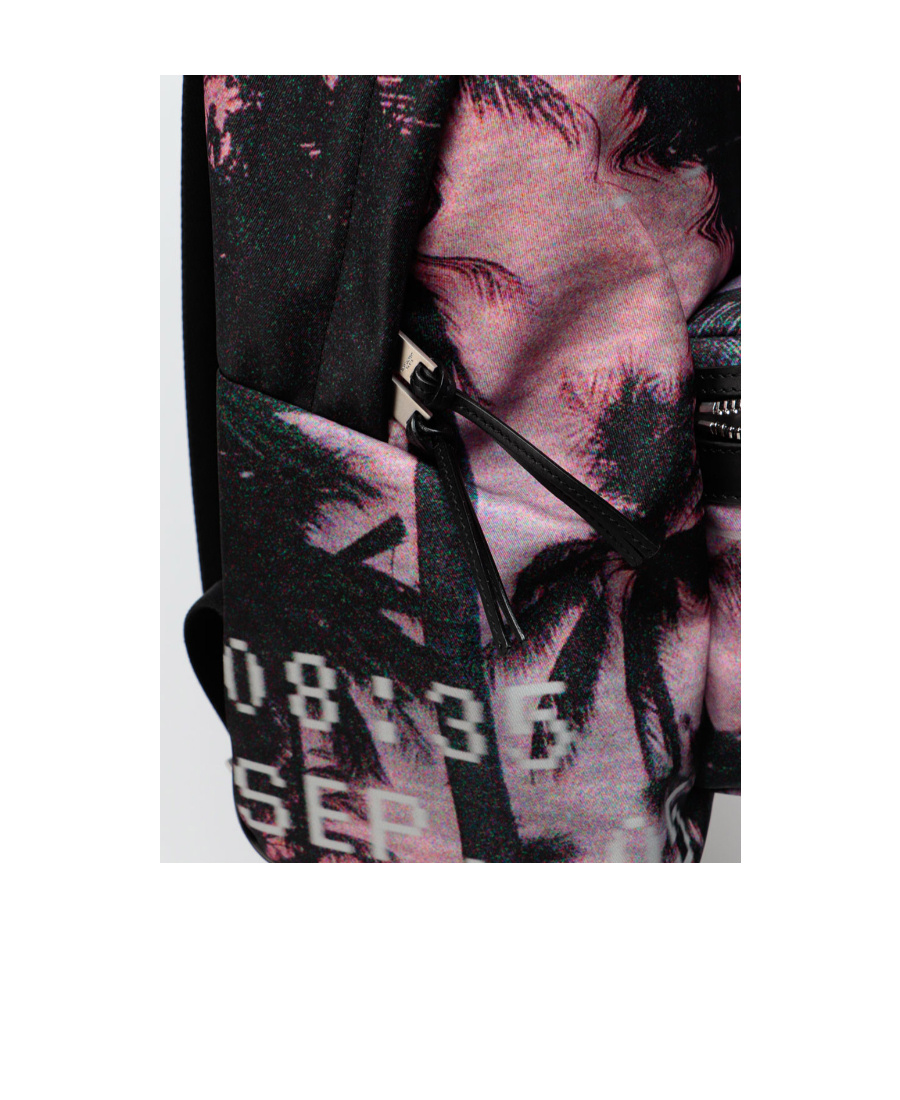 Saint Laurent Hawaiian-print Backpack In Black