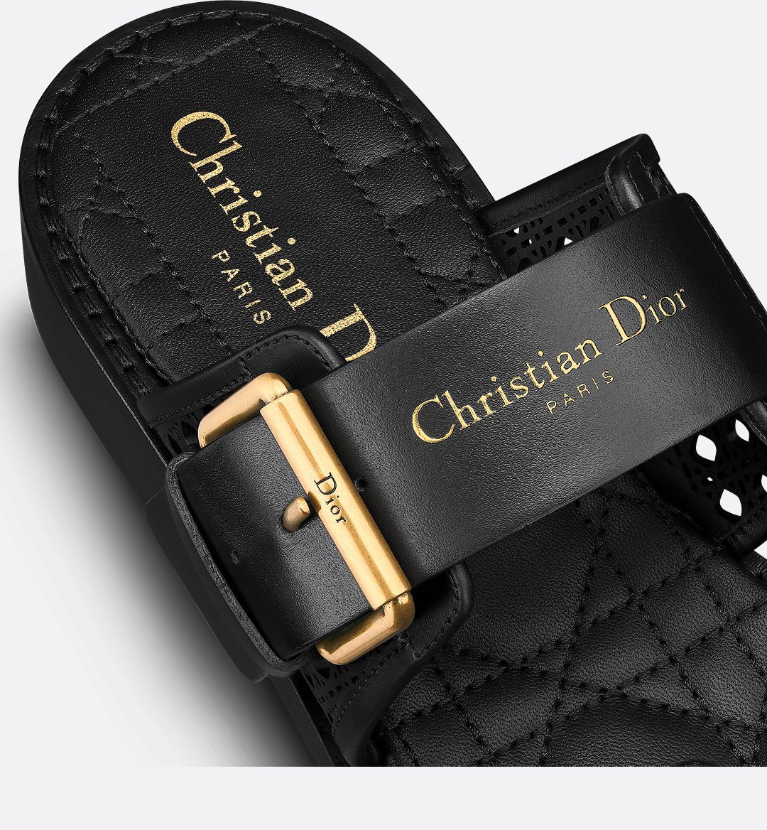 Dior D-avenue Leather Sandal In Black