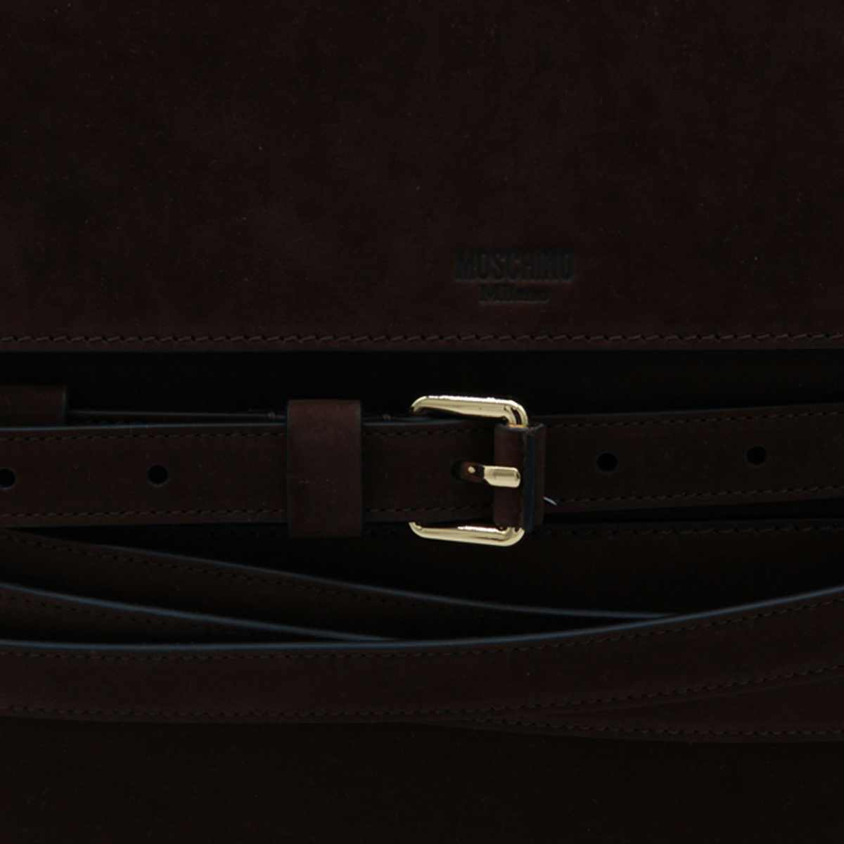 Moschino Structured Buckle Detail Shoulder Bag In Black