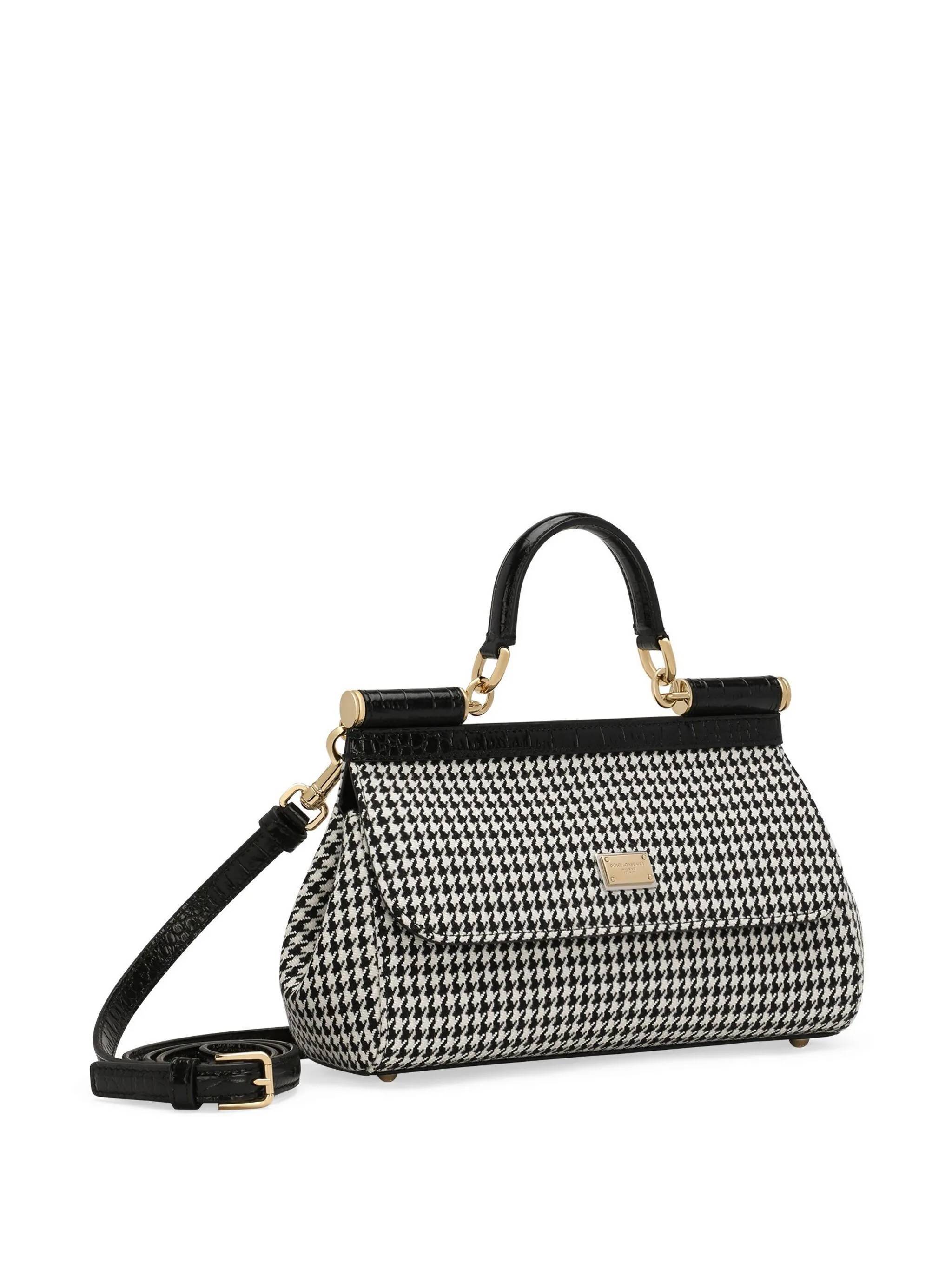 Dolce & Gabbana Elongated Medium Sicily Handbag In Black And White