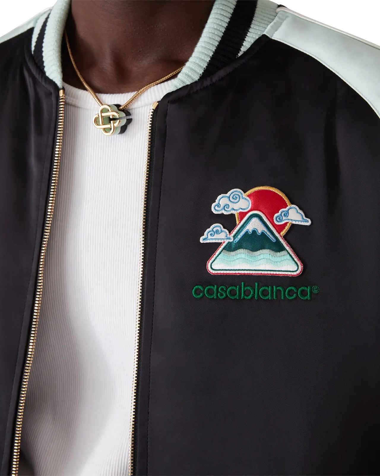 Casablanca Quilted Colour-block Satin Track Jacket In Black