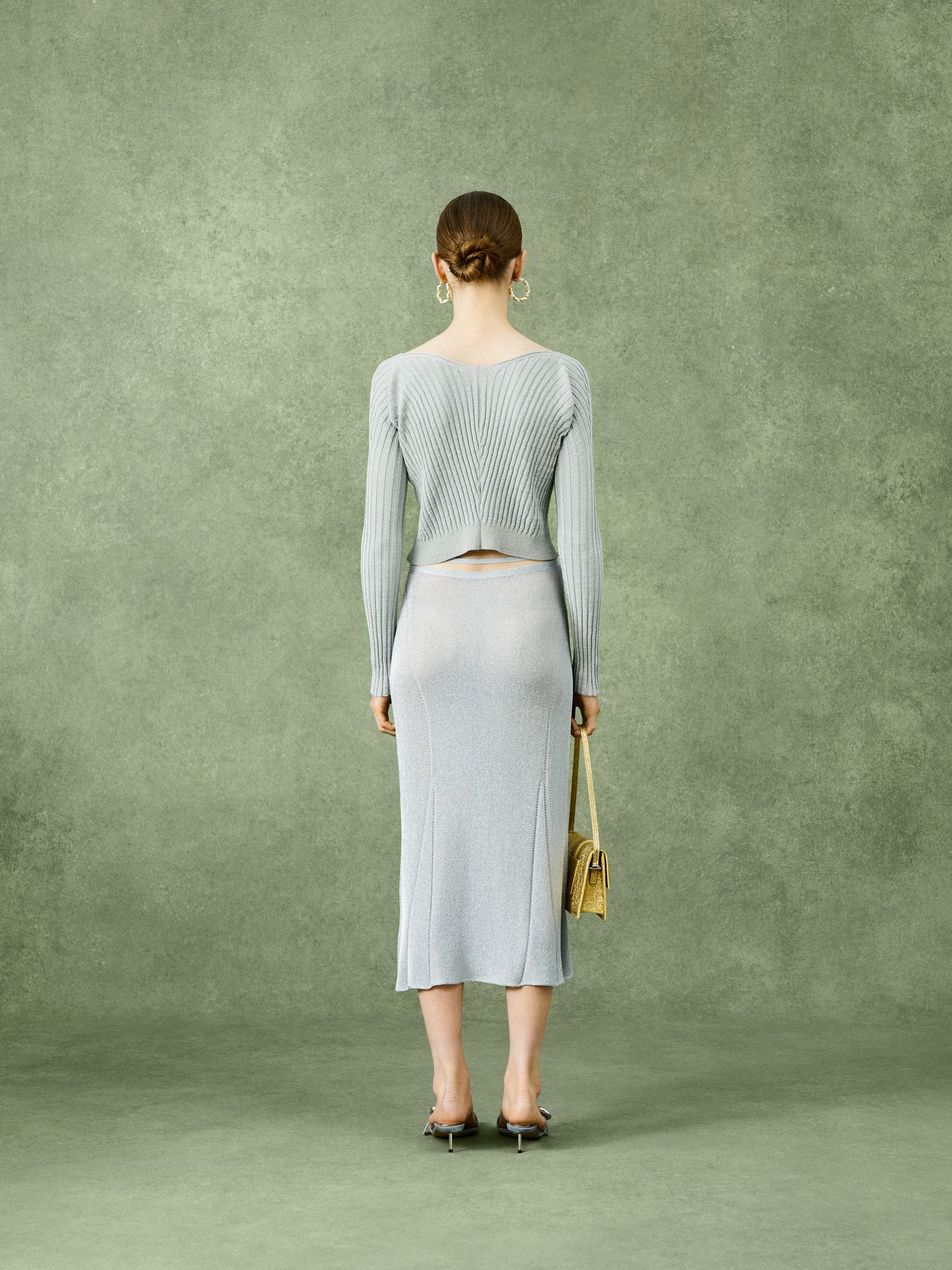 Jacquemus Pralu Glitter Cardigan In Gray