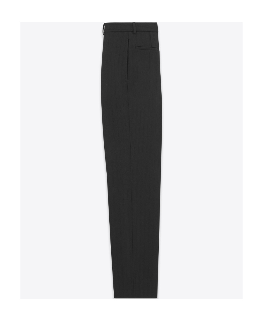 Saint Laurent Pressed-crease Pleated Straight-leg Trousers In Black