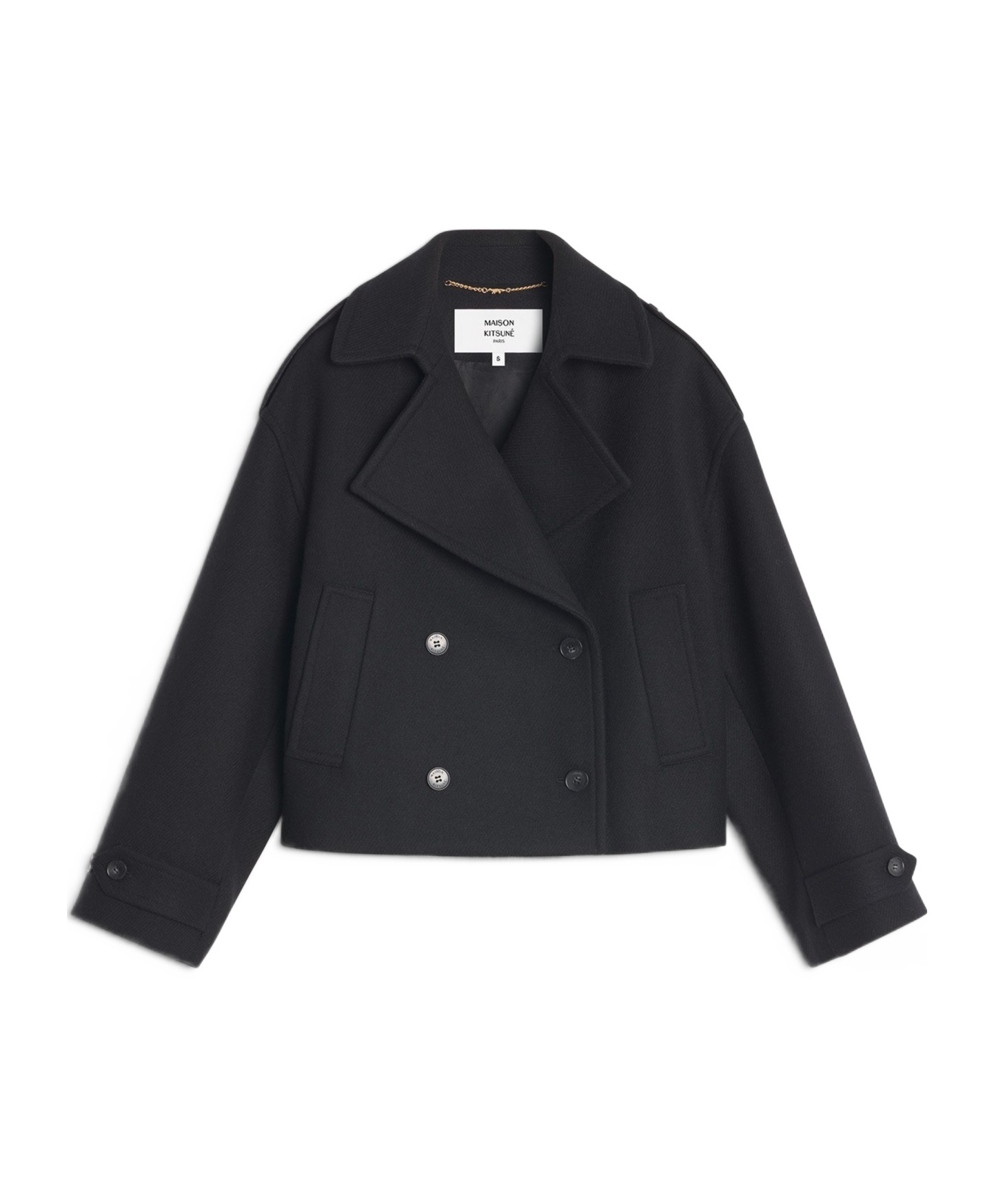 Maison Kitsuné Long Sleeve Coat In Black