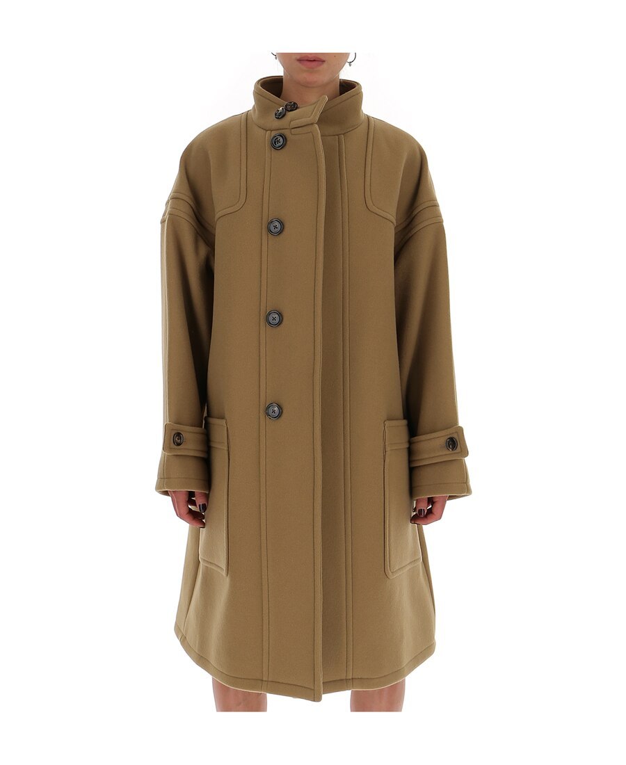 Celine Oversized High-neck Coat In Camel