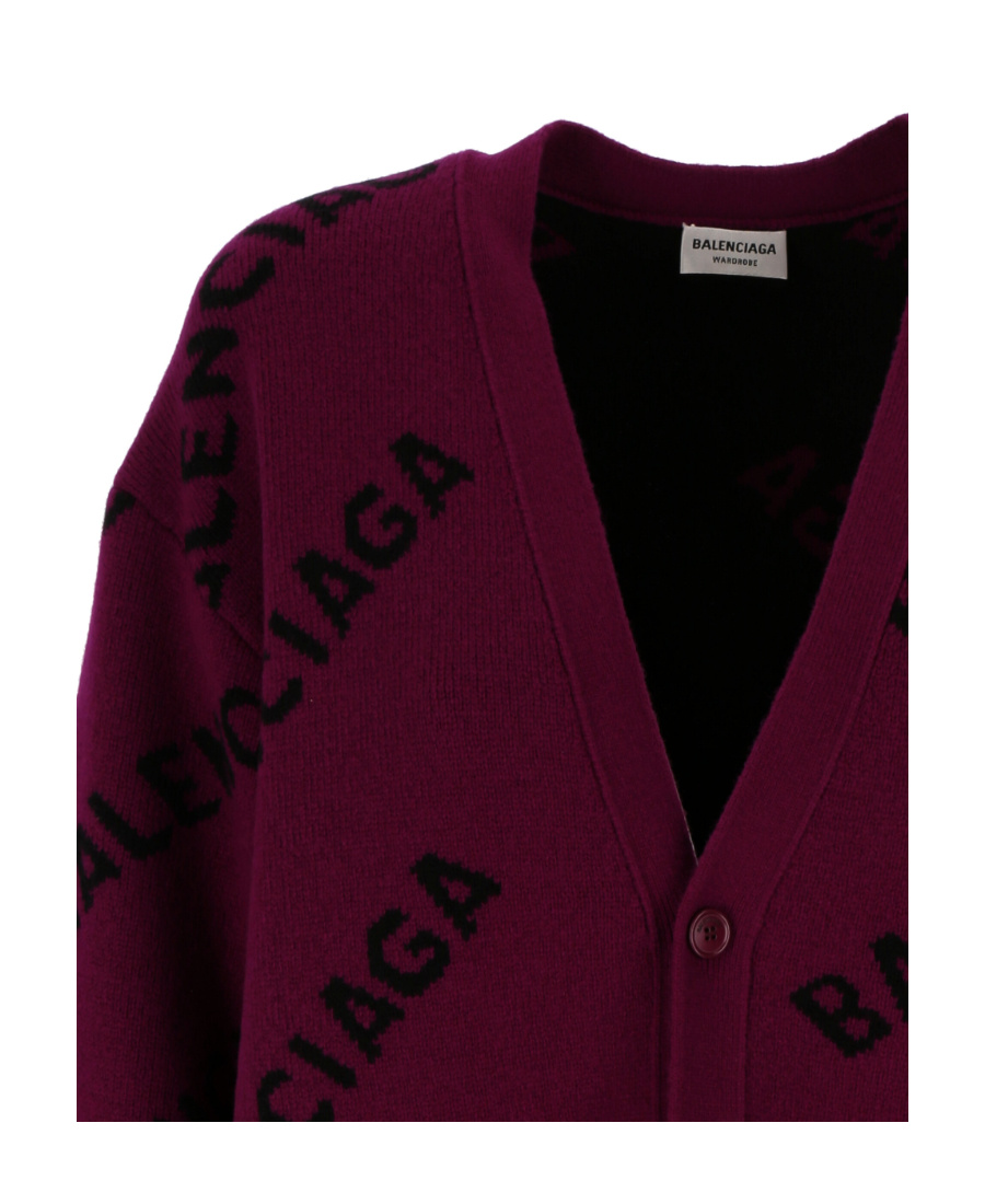 BALENCIAGA BALENCIAGA ALL-OVER LOGO INTARSIA CARDIGAN