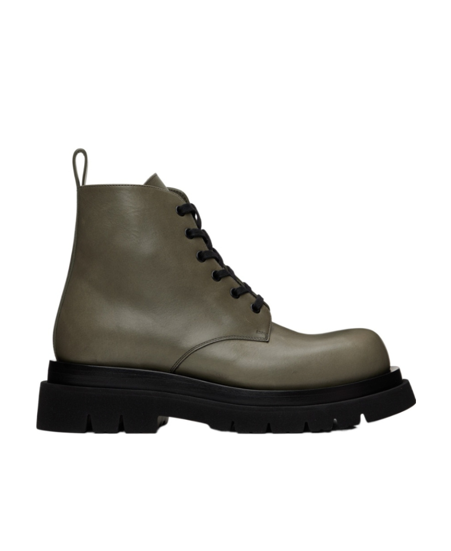 Bottega Veneta Lug Asphalt Lace-up Boot In Black