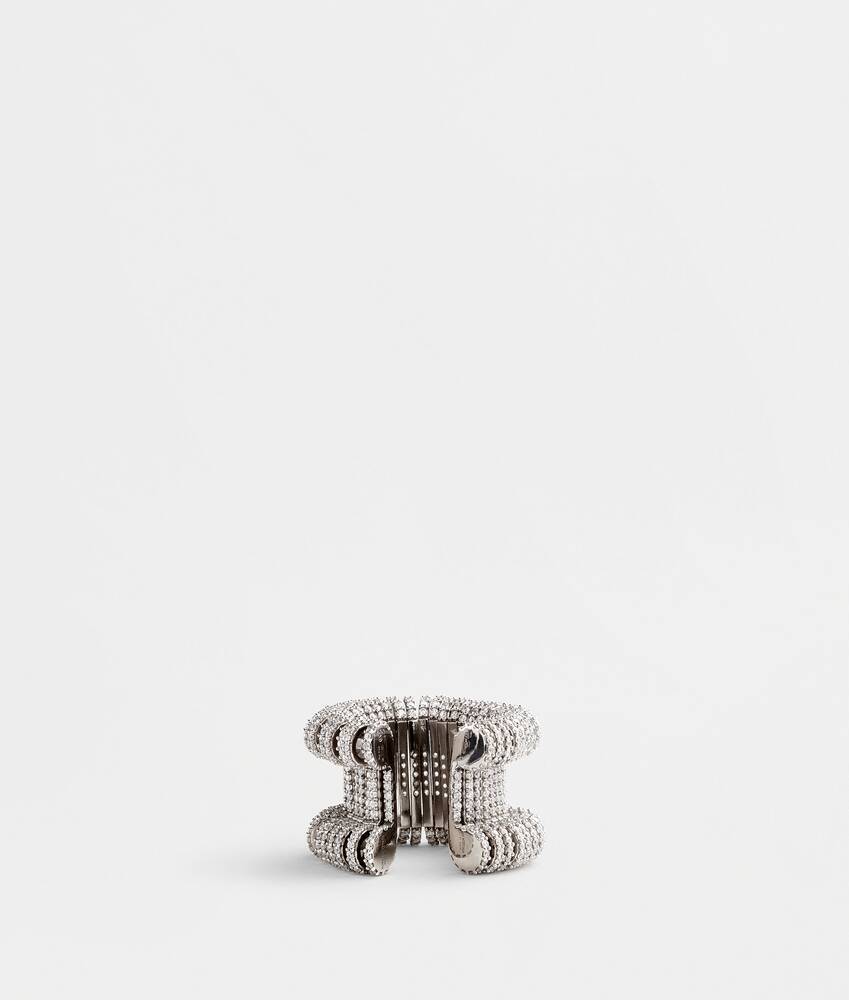 Bottega Veneta Cubic Zirconia Brass Ring In Gray