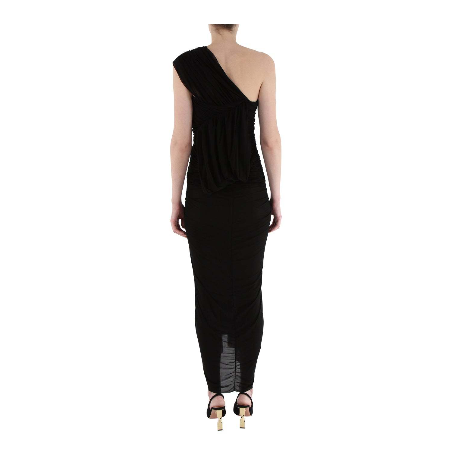 Rick Owens Edfu Ruched Draped Top In Black