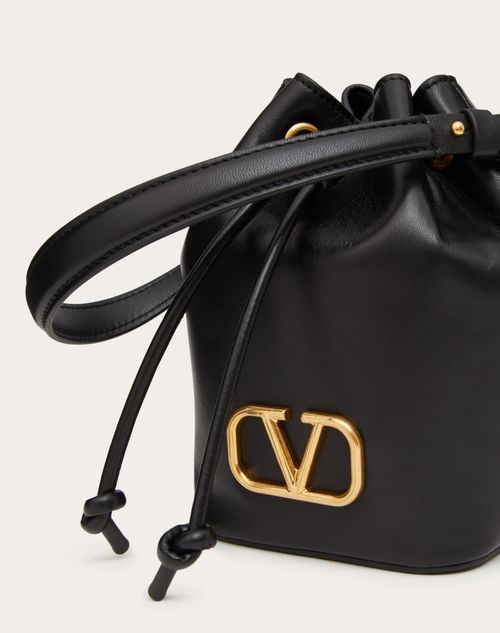 Valentino Garavani Mini Vlogo Signature Bucket Bag In Nappa Leather Woman Black Uni In Black