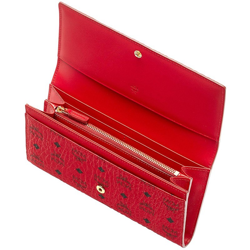 Mcm Alphabetical Print Flip Wallet In Red
