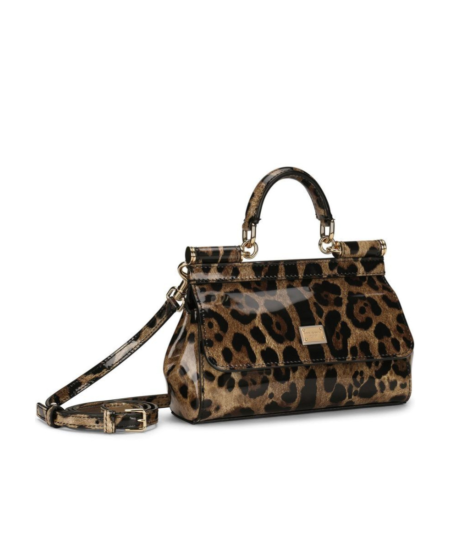 Dolce & Gabbana Sicily Handtasche Mit Leoparden-print In Black