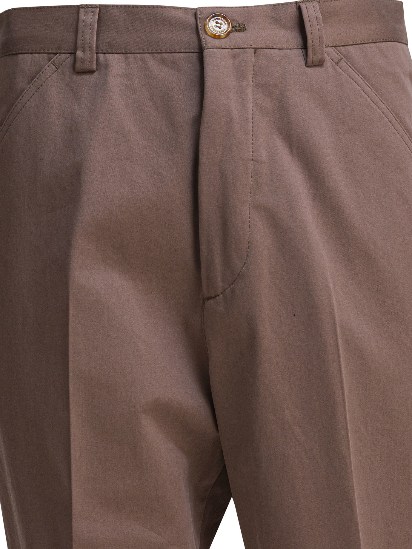 Brunello Cucinelli Tailored Trousers With Back Pockets And Belt Loops In Brown