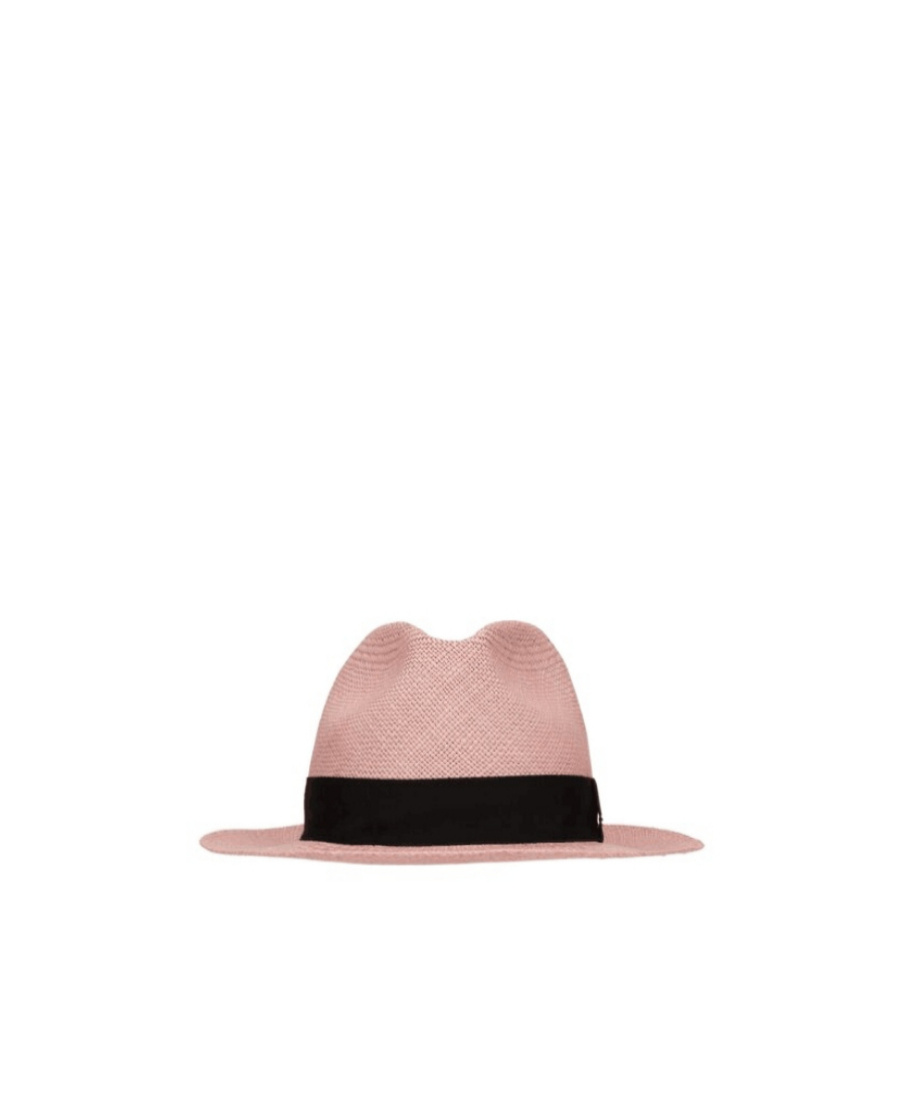 Saint Laurent Logo-patch Woven Fedora In Pink