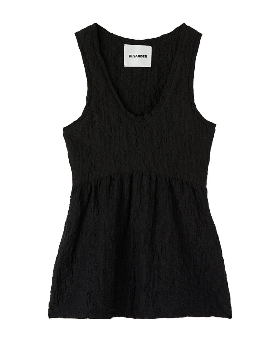 Jil Sander Crinkled Flared Top In Black
