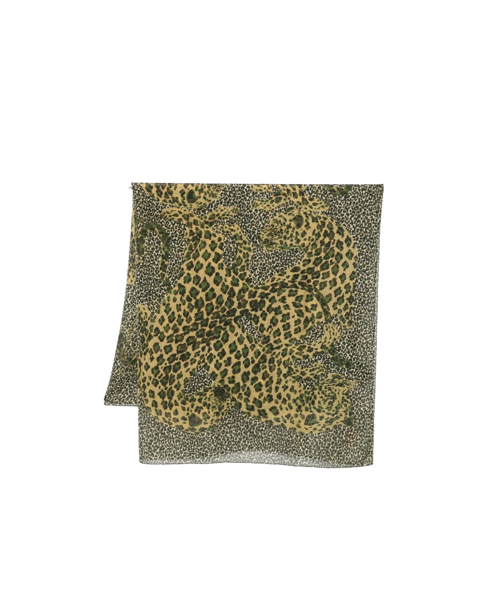 Saint Laurent Patterned Scarf In Green